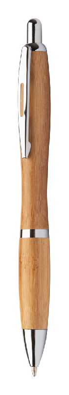 Stylo à bille en bambou - clip en métal - encre bleue - 11g - couleur naturelle_0