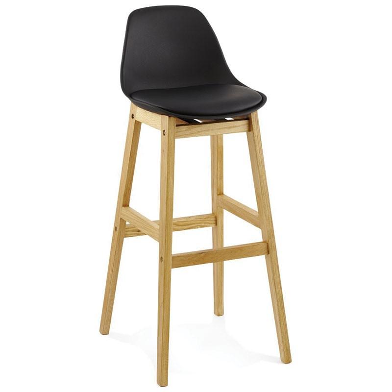Tabouret de bar design noir Lund 102cm - Paris Prix, avec assise en polyuréthane et piètement en bois_0