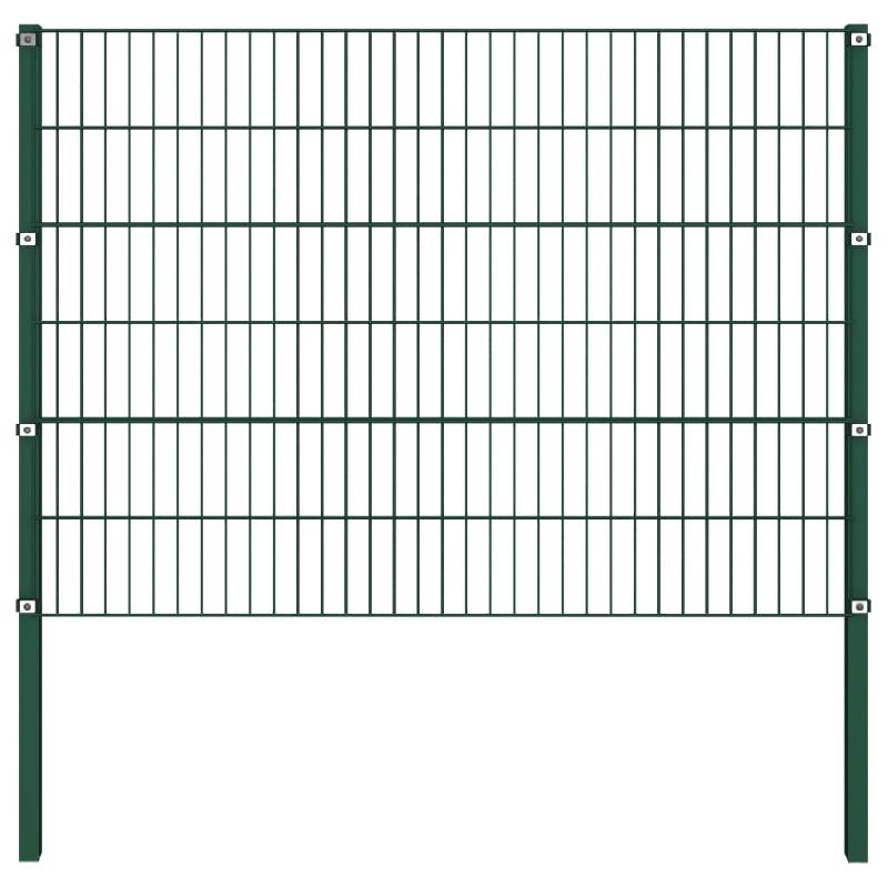 Vidaxl panneau de clôture avec poteaux fer 1,7 x 1,2 m vert 144934_0