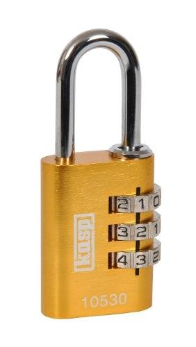 KASP K10530 - Cadenas à combinaison en aluminium anodisé 30 mm jaune - Anse en acier et cadran en laiton nickelé_0