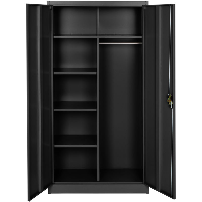 TECTAKE - VESTIAIRE MÉTALLIQUE COMPRENANT 6 CASIERS ET 1 PENDERIE INTÉGRÉE - MEUBLE DE RANGEMENT, ARMOIRE VESTIAIRE, MEUBLE VESTIAIRE - 90 CM - NOIR