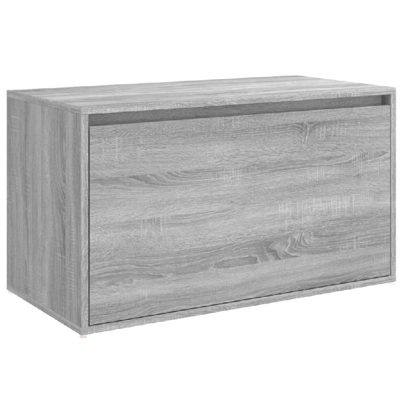 Banc banquette d'entrée - 80x40x45 cm - Bois d'ingénierie gris - Grand espace de rangement et multifonction_0