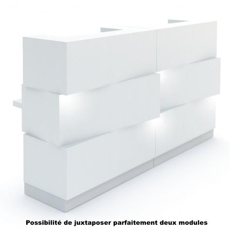 Borne d'accueil lumineuse Zen - MDD - Blanc, Avec tiroir_1