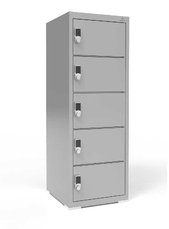 Casier de charge BR5DCS - 5 compartiments verrouillables avec serrure à code numérique - Prises USB-C et électriques intégrées_0