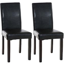 CLP Lot de 2 Chaises de salle à manger Ina similicuir avec pieds en Bois Noir /Marron foncé - noir polyester 181062501_0