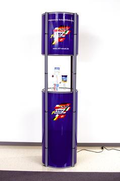 Colonne ronde Twister - Vitrine d'exposition avec éclairage 20W et feuilles PVC transparentes_0