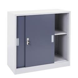 Décoshop26 - Armoire de rangement bureau en acier, avec portes coulissantes 90x90x45cm anthracite 04_0001475 - 3000095932696_0