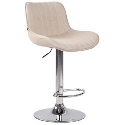 Décoshop26 - Tabouret de bar en tissu crème pieds en métal chromé hauteur réglable et pivotant 10_0000683 - 3000748769600_0