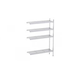 Distform Rayonnage en Acier Inoxydable d'Angle Clayettes Perforées 1030 à 1960 mm 4 Niv P400 Acier inoxydable 1660x400x40 - 651637650191_0