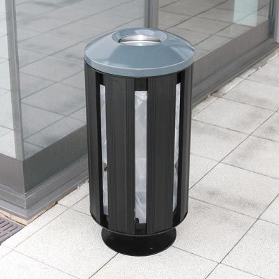 Fusion - poubelle publique Glasdon - 60 litres - finition bois réaliste ou aluminium anodisé_0