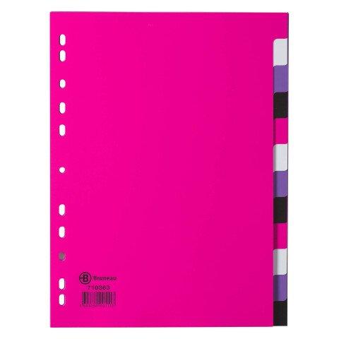 LOT DE 2 - INTERCALAIRE A4 POLYPROPYLÈNE MULTICOLORE BRUNEAU 12 ONGLETS RÉINSCRIPTIBLES - 1 JEU