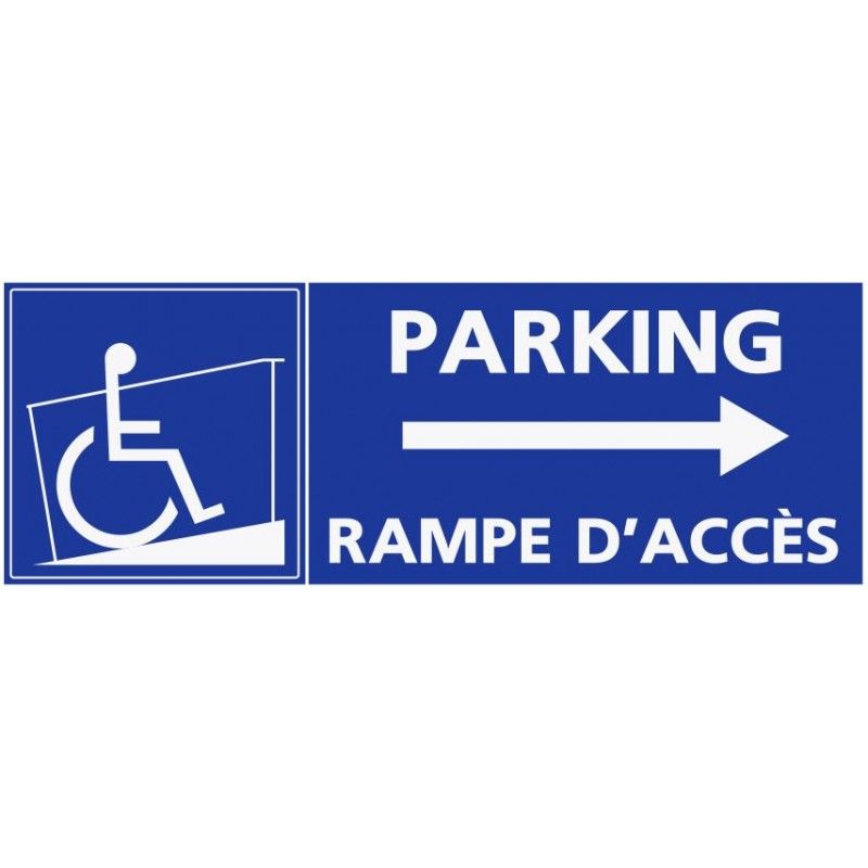 Refz455 - Panneau stationnement parking handicapé avec rampe d'accès - direction droite - ABC Signalétique_0