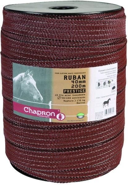 RUBAN PRESTIGE 40MM 10 FILS INOX MARRON 200M