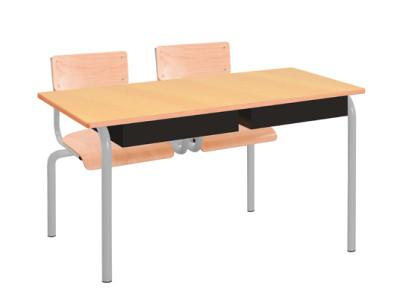 Bureau école 2 places - 130x50 cm avec chaises attenantes - Normes 1729-1 et 1729-2_0
