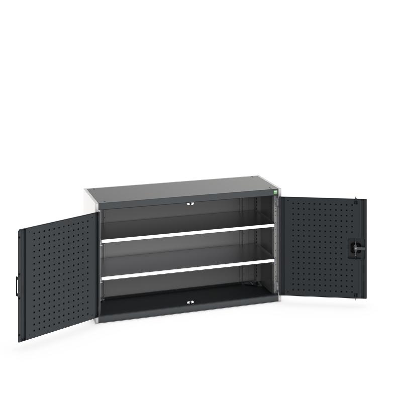 Armoire d'atelier Cubio SMF-1358-1.1 - Portes Perfo & 2 Tablettes - LxPxH: 1300x525x800mm_0