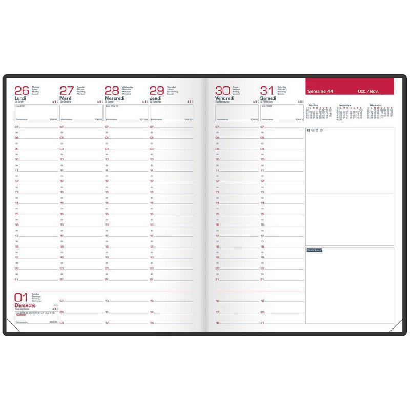 AGENDA SEMAINIER OXFORD FIRST NOIR - 21 X 27 CM - 2024