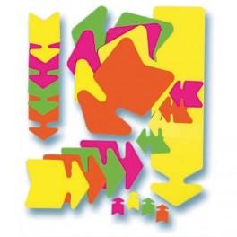 AGIPA PAQUET DE 10 CARTONS FLUO EFFAÇABLE À SEC JAUNE/ORANGE FORME FLÈCHE 24 X 32 CM