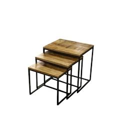 Anticline Créations Set de 3 tables gigognes cirées PM 40 x 36 x 30 MM 50 x 43 x 36 GM 50 x 45 x 40 - marron CS1072_0