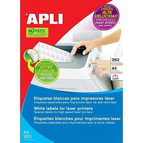Apli 1000 étiquettes blanches laser rapide, format 105 x 148 mm (250 feuilles A4 / cdt) - blanc 8410782025283_0