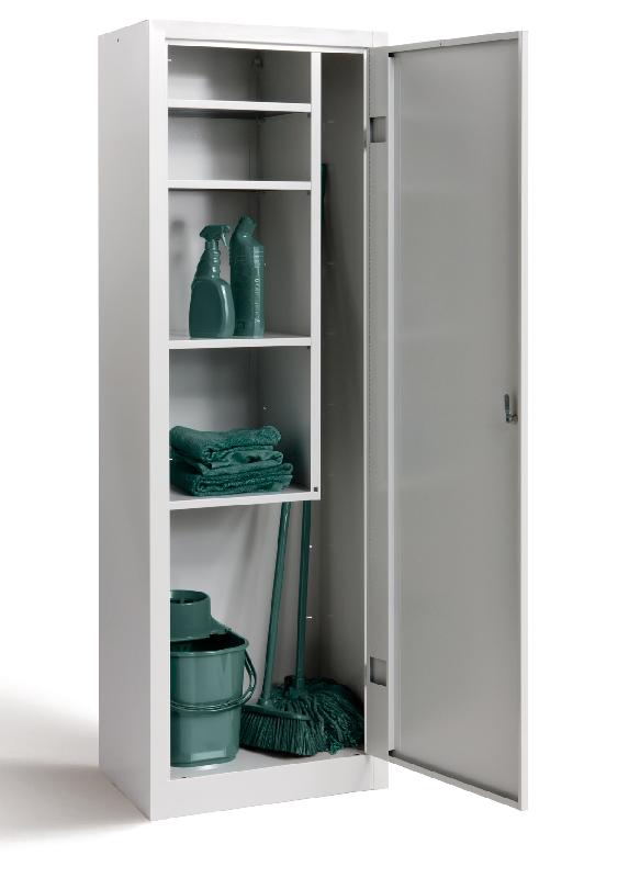 Armoire d'entretien pour balais et aspirateur - structure en acier - porte battante avec serrure_0