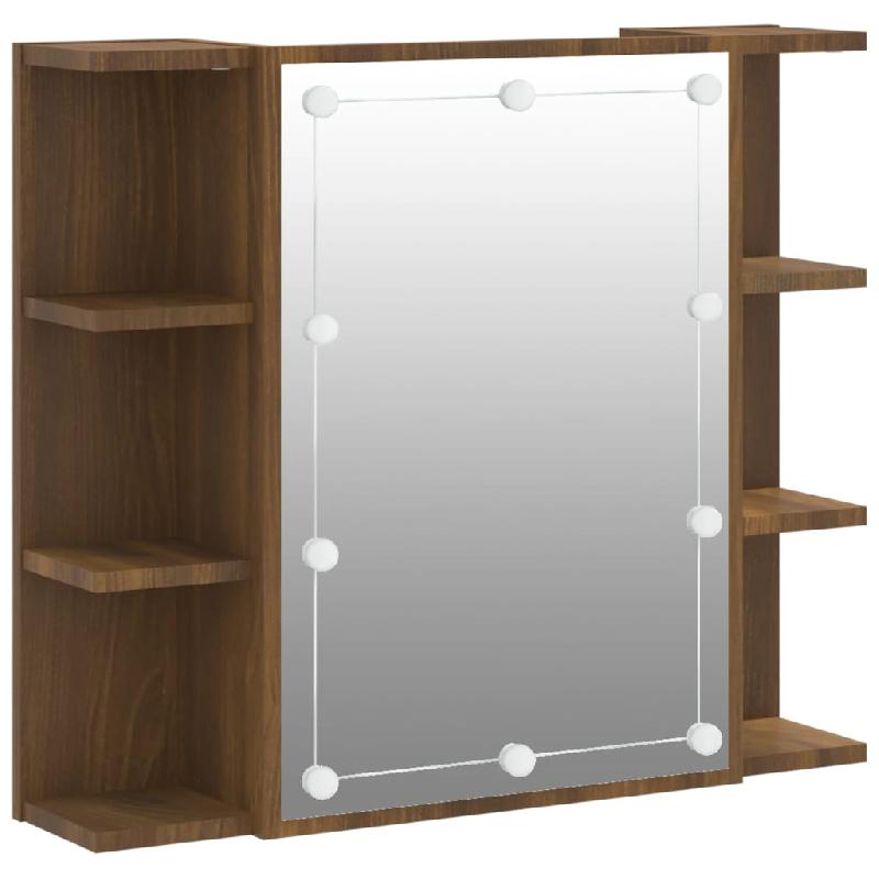 Armoire à miroir LED - Chêne marron 70 x 16,5 x 60 cm - 02_0006666_0