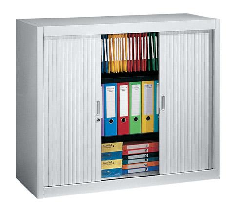 ARMOIRE MÉTAL À RIDEAUX DÉMONTABLE CLASSIQUE H 100 X L 100 CM CORPS GRIS CLAIR / RIDEAUX GRIS CLAIR