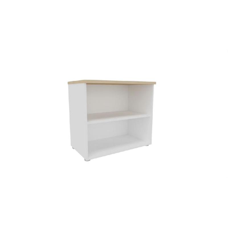 BIBLIOTHEQUE BASSE NF ENVIRONNEMENT  H.72 CM X L.80 CM BLANCHE - TOP CHENE