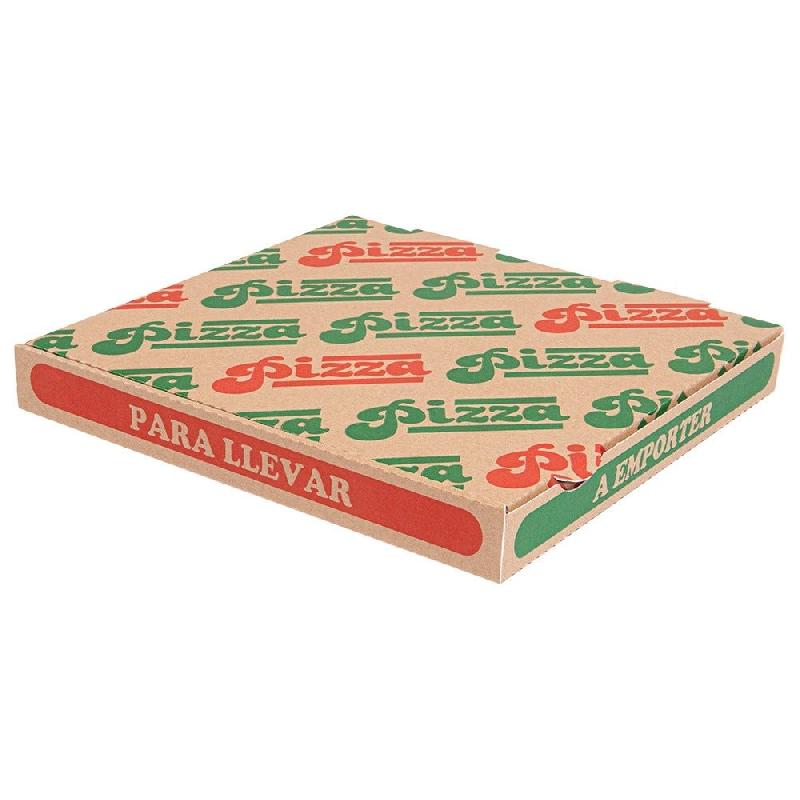 Boite pizza The Pack carton nano micro brun,vert et rouge 24x24x3cm - par 100_0