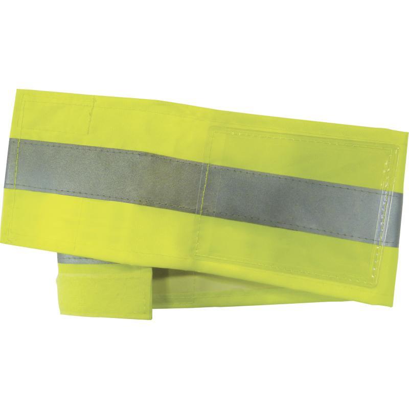 Brassard de signalisation - bras2 - haute visibilité argent avec bandes rétro-réfléchissantes et porte-badge inclus_0