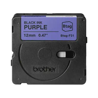 BTAG-F31  Ruban adhésif Brother noir sur violet, 12 mm de large, non laminé_0