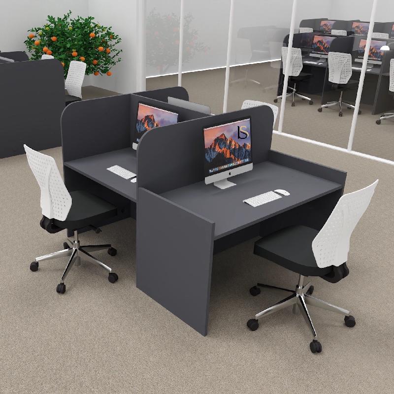 Bureau de call center version double 3 personnes avec poste pour superviseur. - 3 places, Anthracite_0