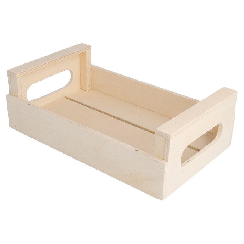 Cagette de présentation à poignées en bois 20,5x12,5x6,5cm - par 20_0