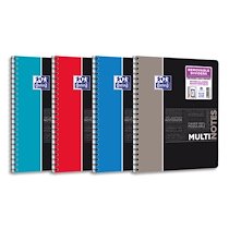CAHIER MULTINOTES ÉTUDIANTS À SPIRALE A4+ 160 PAGES PERFORÉES 90G QUANDRILLÉ 5X5. COLORIS ASSORTIS - LOT DE 5