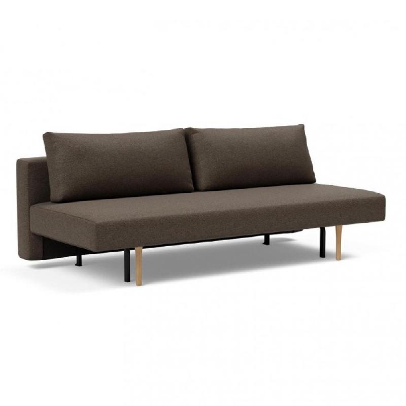 Canapé design Conlix convertible lit 140x200 cm - pieds chêne naturel - tissu Kenya taupe - confort scandinave_0
