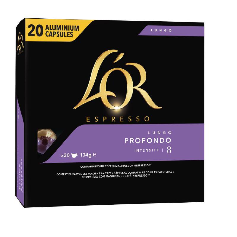 CAPSULES CAFE ESPRESSO - LUNGO PROFONDO - POUR MACHINE NESPRESSO - INTENSITE : 8 - BOÎTE DE 20
