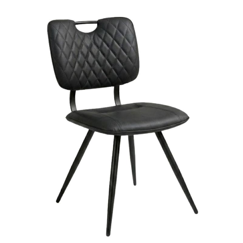 Chaise KAREL Noir en simili cuir style bistrot pour intérieur - TIGAONE - gris 3701680322631_0