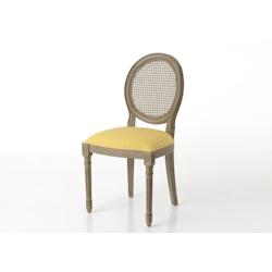 Chaise moutarde en acajou Médaillon -  Jaune Rectangle Bois Amadeus 50x56 cm - jaune Bois massif 3520071722573_0