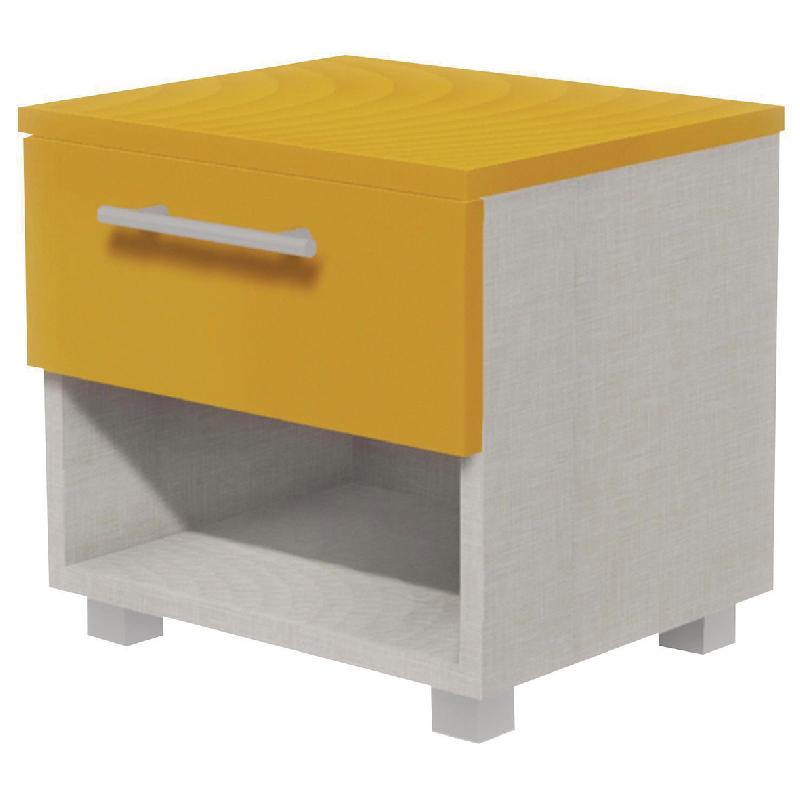 CHEVET IDENTITÉ 1 TIROIR+1 NICHE HAUT.45 CM ARGENT/ORANGE - MANUTAN COLLECTIVITÉS