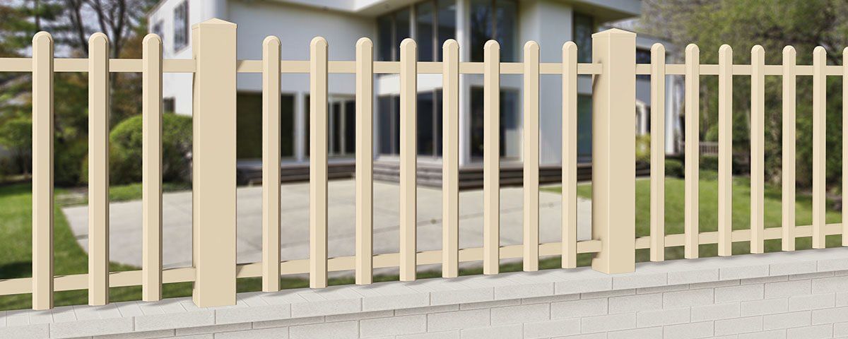 Clôture PVC CL A 03 A / TYPE A 06 A - CG PRO - traverses ALU gainées - embout rond - barreaudage 60x24 mm_0