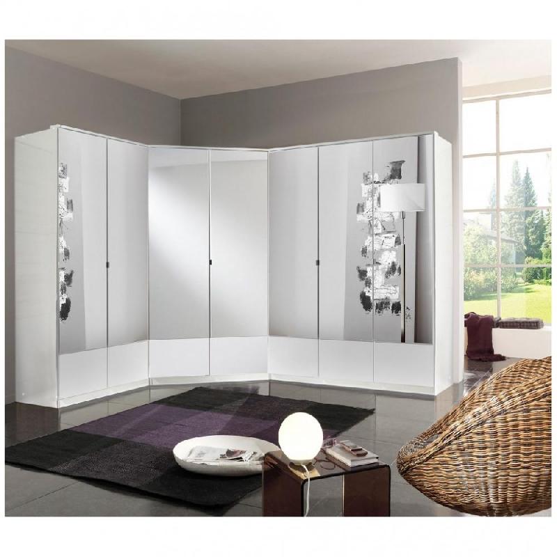 Dressings et armoires, meubles et rangements, Armoire dressing d'angle  VOLVERINE chêne/blanc