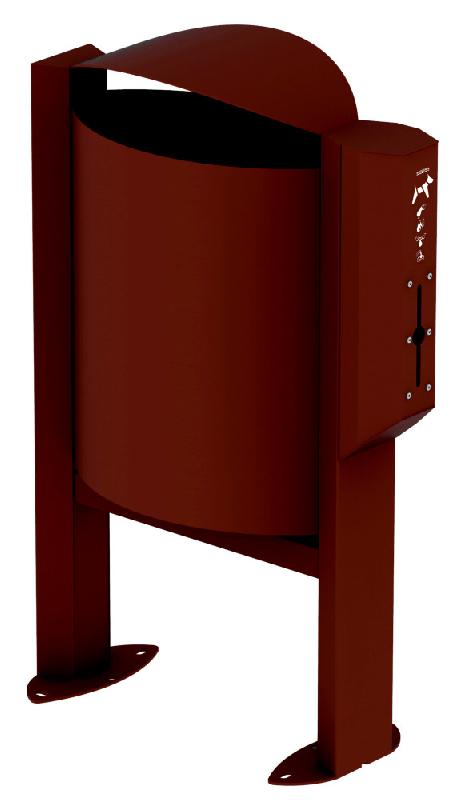 CORBEILLE SUR PIED ARKEA CANIN AVEC DISTRIBUTEUR DE 200 SACS - 40 L - EFFET CORTEN
