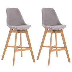 Décoshop26 - Lot de 2 tabourets de bar chaise haute design moderne en velours gris clair 10_0001304 - gris 3000683369606_0