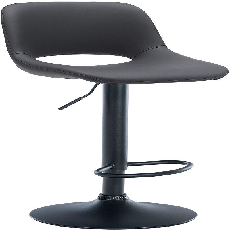 Décoshop26 - Tabouret de bar chaise haute x1 avec repose-pieds en PVC noir piètement métallique noir 10_0004584 - noir métal 3000252186399_0
