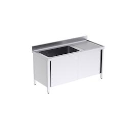 Distform Plonge Inox avec Bâti et Portes 1 Bac à Gauche Gamme 700 - 0641094715229_0