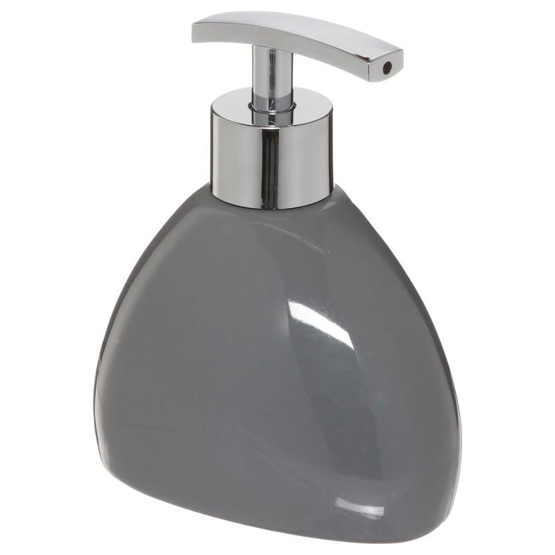 Distributeur de savon galet 14cm gris - Paris Prix - céramique robuste et entretien facile_0
