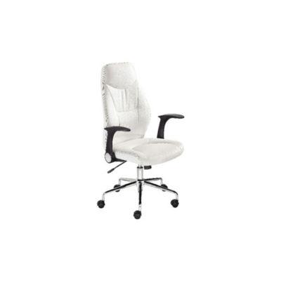 Fauteuil direction PERFORMER Simili cuir Hauteur ajustable Avec accoudoirs À roulettes Hauteur dossier 65 cm Blanc_0