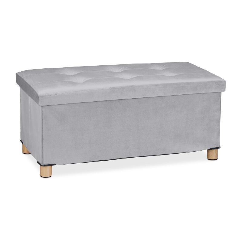 Helloshop26 - Banquette de rangement en velours matelassée 34 x 76 x 38 cm espace de stockage polyvalent style moderne en velours 13_0010924 - Bois m_0