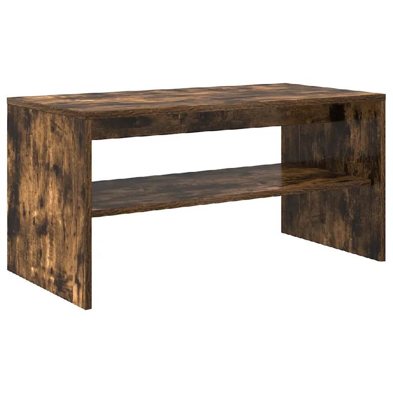 Helloshop26 - Meuble TV double fonction design contemporain salon 80 x 40 x 40 cm en bois d'ingénierie chêne fumé 02_0051232 - Bois massif 30002368_0