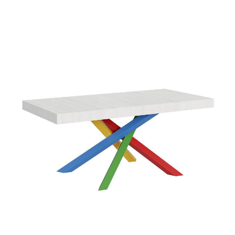 Itamoby Table Extensible 200/304X90 Cm Volantis Frêne Blanc Pieds Multicolores 4/B - blanc VE200TAV4BALL-BF_0