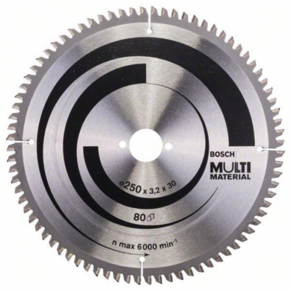 LAME DE SCIE CIRCULAIRE BOSCH MULTI-MATÉRIAUX 250 X 30 MM 80 DENTS